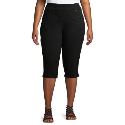Terra & Sky Plus Size 4X 28W-30W Stretch Pull On Denim Capris Black Jeggings NWT