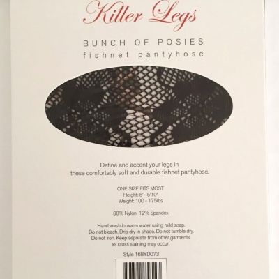 NEW KILLER LEGS YELETE ONE SIZE FISHNET PANTYHOSE 168YD073 BUNCH OF POSIES