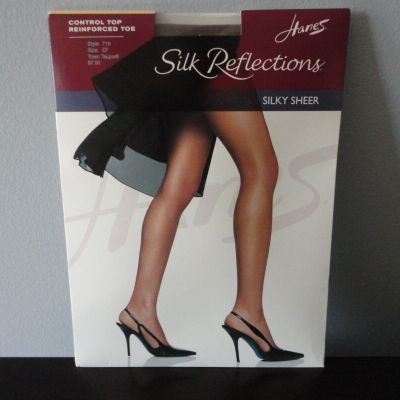 Hanes Silk Reflections Size EF Town Taupe Silky Sheer Control Top Pantyhose NEW