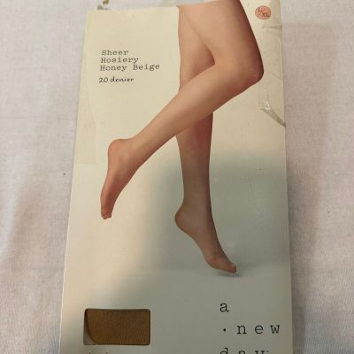 A New Day Women's Tights 20D Sheer High Waisted Honey Beige size L/XL