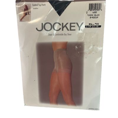 JOCKEY Pantyhose Control Top Style 6552 Tuxedo Black sz B Medium
