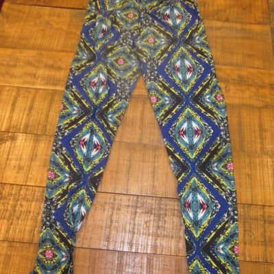 Fine God's Eye Pattern Leggings One Size Bright Multi-Color Gently Used