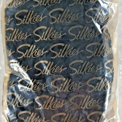 Silkies Sheer Charm Large Black Opaque Pantyhose Queen 050328 Made in USA