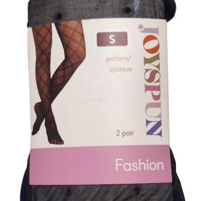 Joyspun Women High Waist Dot and Opaque Sheer Tights 2-Pack - Sizes S