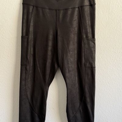 Good American Solid Black Compression High Rise Side Pockets Size 5 2XL