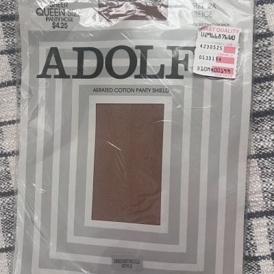 VTG ADOLFO Queen size Panty Hose Sheer 2X Beige Nylon Discontinued