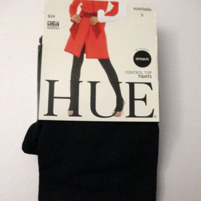 Hue tights Ultimate opaque control top 1 Pair~Size 3~ Black 40 Denier USA made
