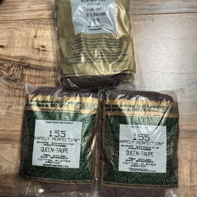 3 Pairs SILKIES Shapely Perfection Pantyhose Queen Taupe - 155 USA