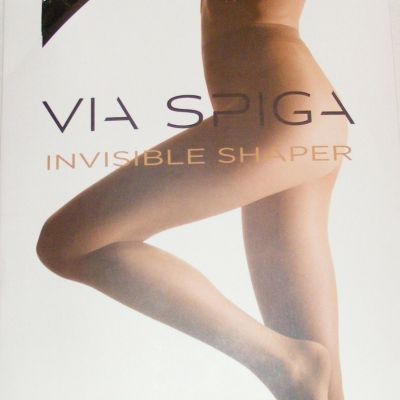 Via Spiga Sheer Matte Tights Pantyhose 7 DEN Invisible Shaper Size E Black