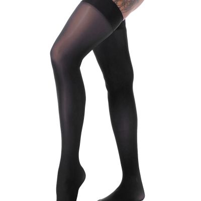 US Women's Glossy Sheer High Stockings Thigh High Nylon Socks Accessory Costume