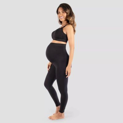 Women's Belly Support Seamless Footless Tights - Isabel Maternity Black Size S/M