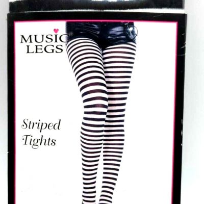 Brand New All Over Black And White Stripes Opaque Tights Music Legs 7471