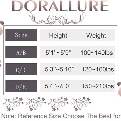 DORALLURE Thigh High Stockings, Silicone Lace Top Stay Up Silky Semi Sheer Panty