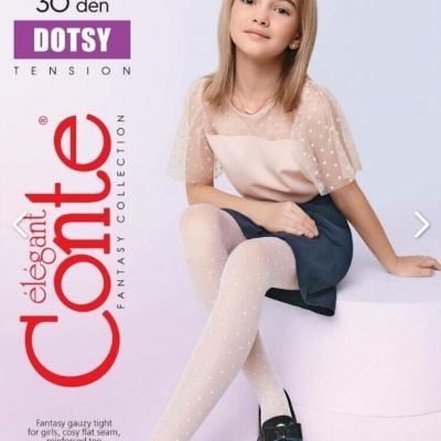 Conte Fantasy Tights For Girls* Dotsy Polka Dots*Bianco/104-110 cm/4yr