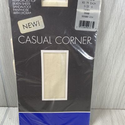 Casual Corner Control Top Size A Ivory Sandalfoot Pantyhose Vintage USA