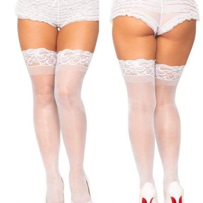 Lace Top Stay Up Thigh High Stocking. Leg Ave. 1022 One Size & 1022Q Plus Size
