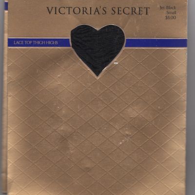 Lot 2 Vintage Victoria's Secret Thigh High Lace Top Stockings Jet Black S