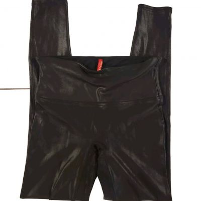 Spanx Faux Leather Leggings Womens Medium High Waist Stretch Shaping Black