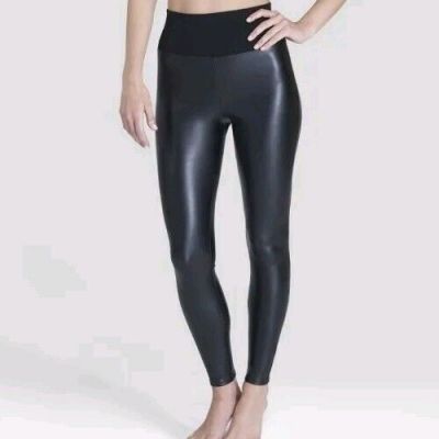 Assets by Spanx Women's All Over Faux Leather Leggings - Black Size 1X