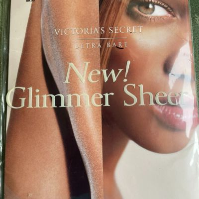 Victoria's Secret Ultra Bare Nylon GLIMMER SHEER Leg Control Top Black Size A