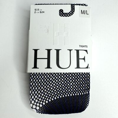 Hue Two Tone Net Tights Ink Blue Black Womens Size M/L Tights 1 Pair New