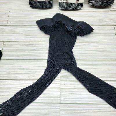 Fishnet Stockings Textured Tights Black 1 Pair Medium / Large Hanes