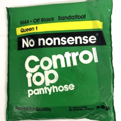 No Nonsense Vintage 90s Control Top Pantyhose Plus Queen 1 M44 Off Black USA New