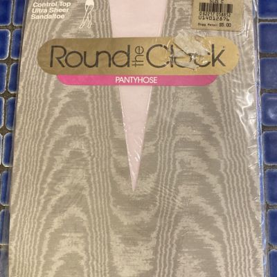 Round The Clock Control Top Ultra Sheer Sandal Toe Pantyhose Size C Lilac Sand