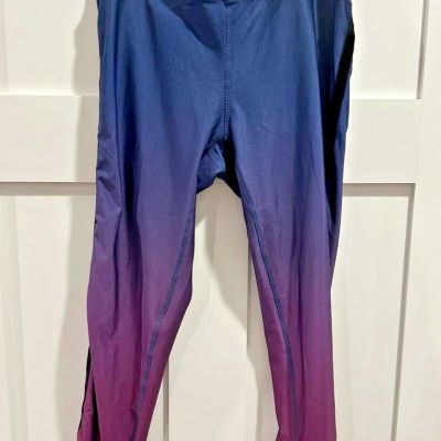 BCBG MAXAZRIA Women Performance Leggings Size L Large Velvet Trim Ombre Workout