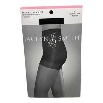 Jaclyn Smith Shaping Control Top Silky Sheer Pantyhose Size B Midnight (Black)