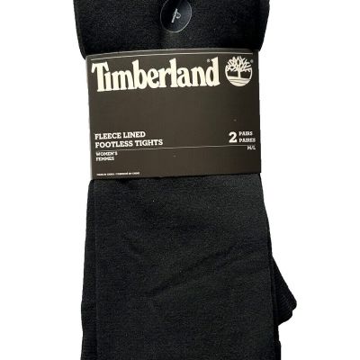 Timberland Women's Fleece Lined Footless Tights - 2 Pack Size: M/L Color: Black