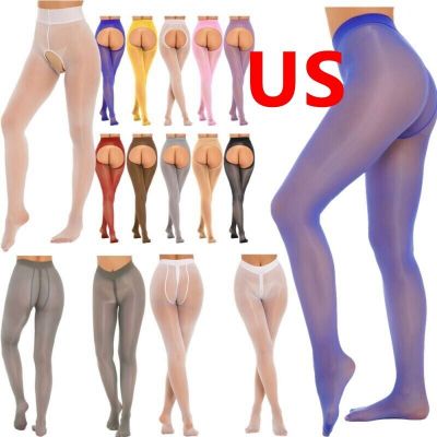 US Women's Mesh See Through Hollow Out Pantyhose Tight Pants Mid Waist Stocking