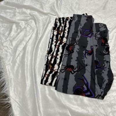 NWOT Lot Of 2 Women Lularoe Tc2 Spiders Pat (tall&curvy2)leggings Sz 20-26