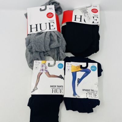 Hue Lot of 4 Pairs of Pantyhose Tights In Packaging Crafting Various Sizes 249