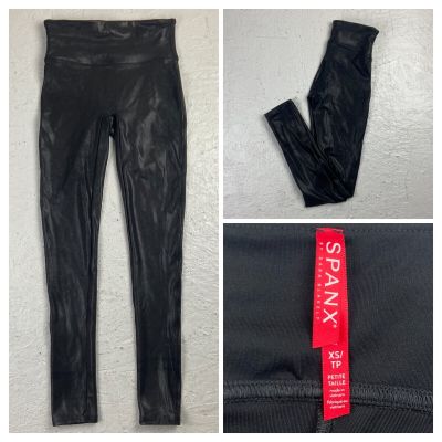 Spanx Faux Leather Women’s Size XS/TP Black Leggings Style 2437 Shiny Pant