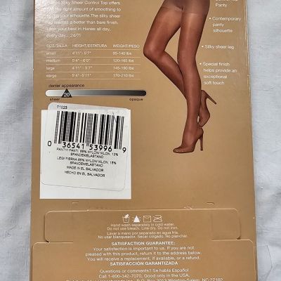 NIP Hanes Control Top Silky Sheer Compliments Your Style 24/7 Nude L 53996