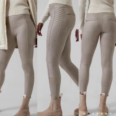 Athleta Delancey Gleam Moto Tight 3X Bluff Grey High Rise Ankle Zip Pull On Gym