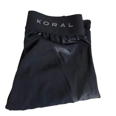 Koral women's black leggings shiny with knee slit openings sz S