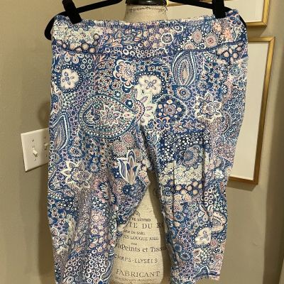 T by Talbots Large Petite Active Legging Floral Yoga Pant Pockets