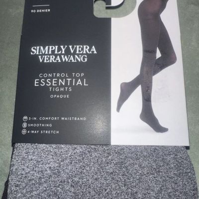 Simply Vera Wang Super Opaque Control Top Essential Tights Sz 1 Gray NEW In Pack
