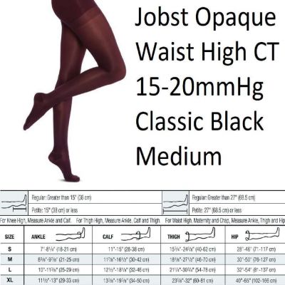 Jobst 115221 Opaque Waist High CT 15-20mmHg Classic Black Medium