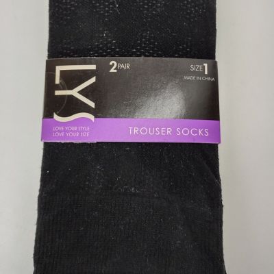 LYS Love Your Style Trouser Socks Size 1 Shoe Size 5-10 Wide Calf 2 Pair New