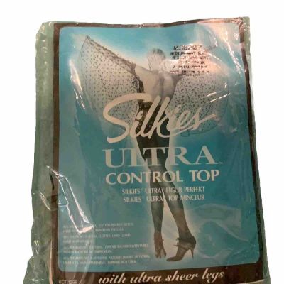 Silkies Ultra ~pair Women's Control Top nylons, Navy Blue, sz Med