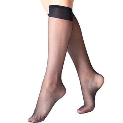 12 Pairs Lady's Sheer Knee High Stockings 12 Pairs Black