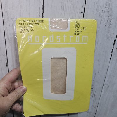 Vintage Nordstrom Shiny Ultra Sheer Light Control Top Pantyhose Powder Size B