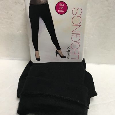 SEAMLESS LEGGINGS SIZE S/M FAUX FUR LINED BLACK COLOR NEW IN PACKAGE