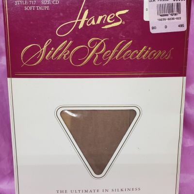 Vtg 1987 Hanes Silk Reflections Soft Taupe Sz CD Pantyhose Silky Control Top