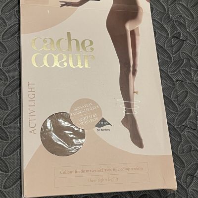 Cache Coeur Activ'Light 30 Denier Maternity Tights beige Size S NWT