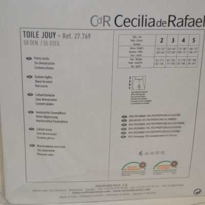 CDR Cecilia De Rafael TOILE JOUY Designer CT BLACK Pantyhose Size 5 X-LARGE G34