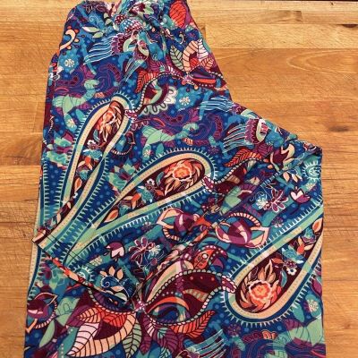 PLUS size Paisley Leggings Buttery Teal Purple Floral SOFT OS 2-10 Curvy 12 -20